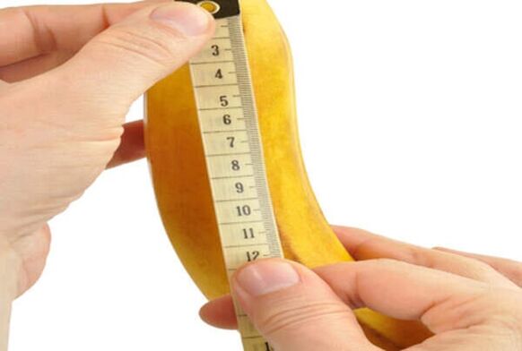 măsurarea unei banane simulează măsurarea unui penis mărit